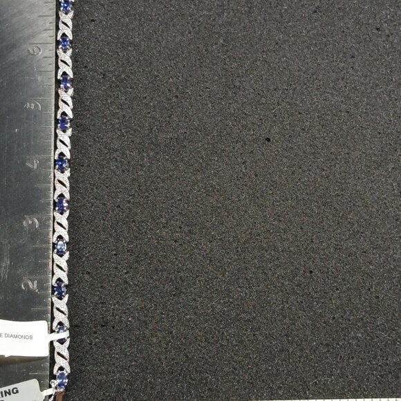 .925 Sterling Silver Blue Sapphire X-Link Tennis Bracelet 7.25" 15g NWT FMC - Picture 4 of 15